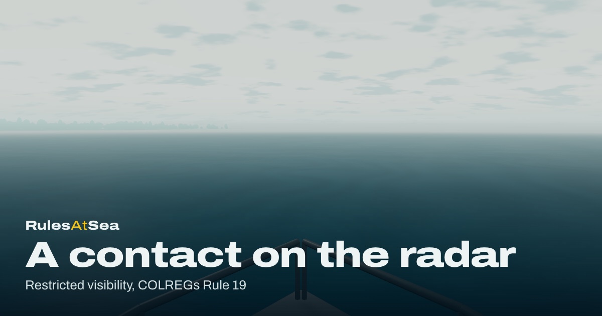 A contact on the radar: an original RulesAtSea simulator scene.