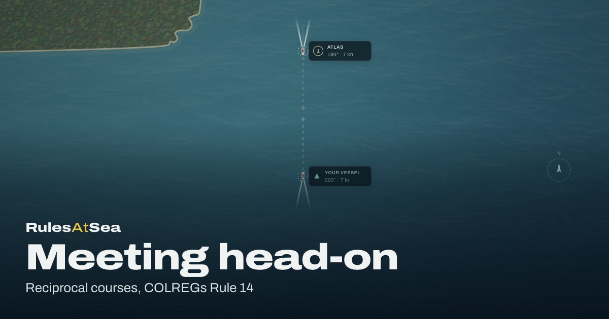 Meeting head-on: an original RulesAtSea simulator scene.