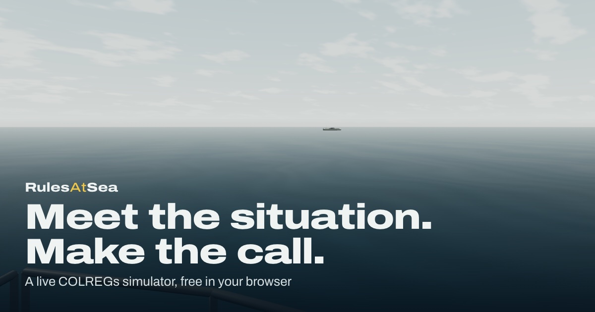 An original RulesAtSea marine simulator scene, seen from aboard.